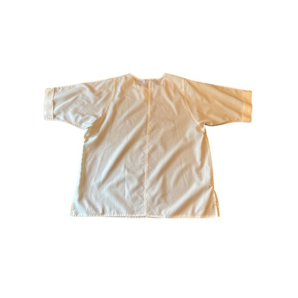 Vintage 80s Laura & Jayne  Cream Polyester Blouse Size 14 Button Neck Detail - Picture 4 of 4